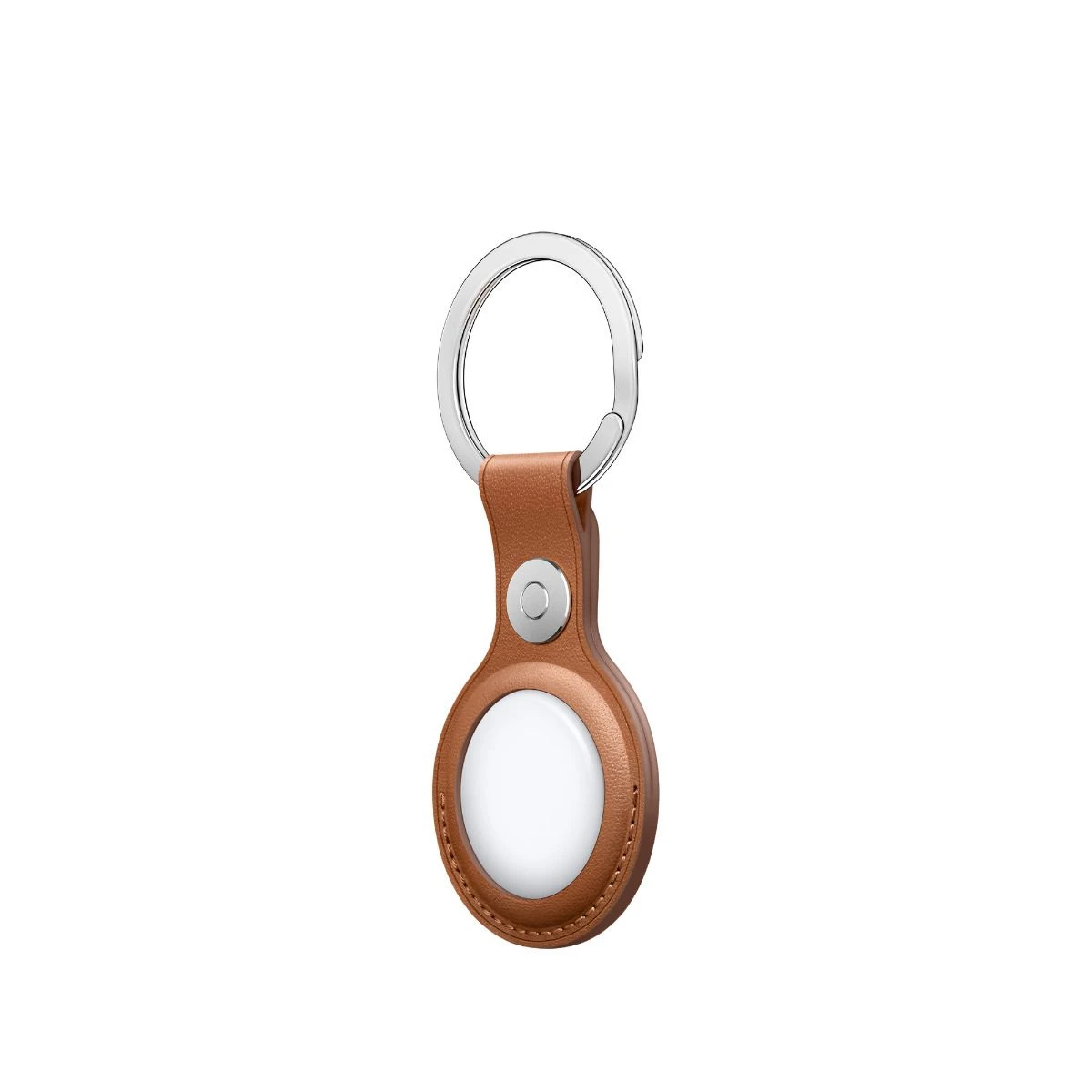 AirTag Leather Key Ring - Saddle Brown
